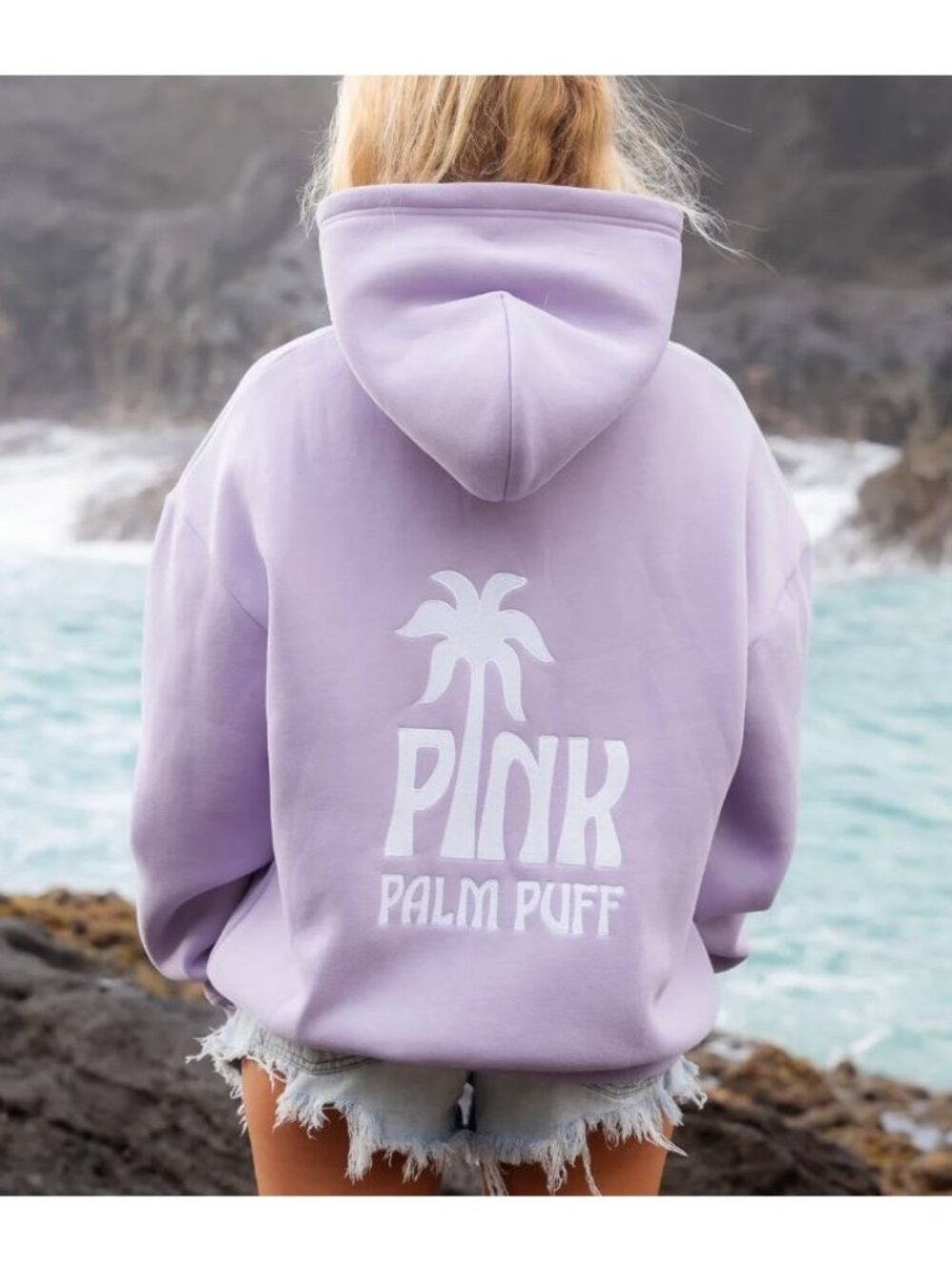 Pink Palm Puff Classic Puff Hoodie in Orchid Size XXS